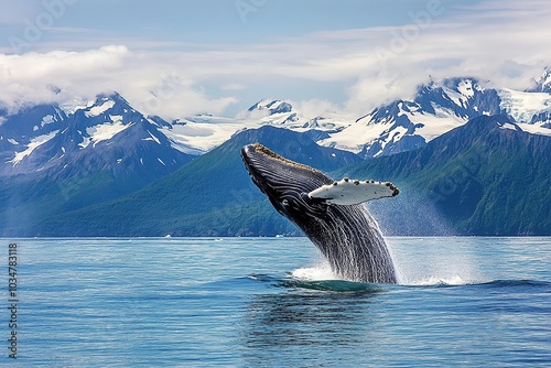 Beautiful view of Alaska's soaring mountains with the deep blue waters