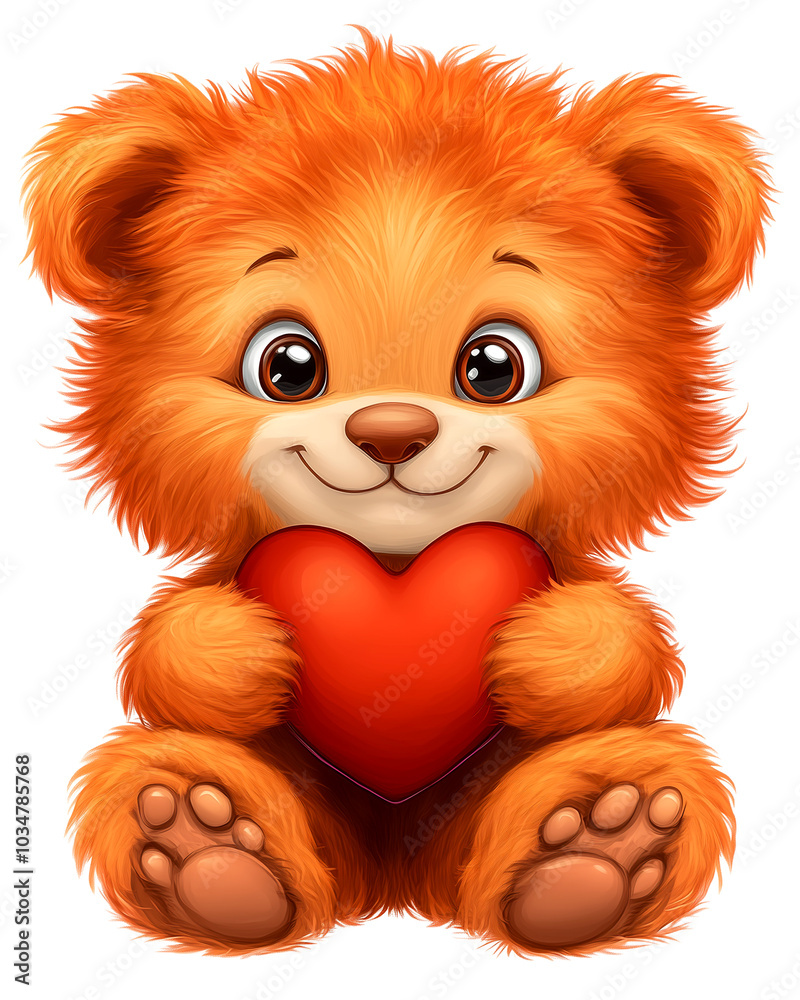A teddy bear is holding a red heart. The bear is cute and cuddly, and the heart symbolizes love and affection. The image conveys a warm and loving feeling A teddy bear is holding a red heart. The bear is cute and cuddly, and the heart symbolizes love and affection. The image conveys a warm and loving feeling