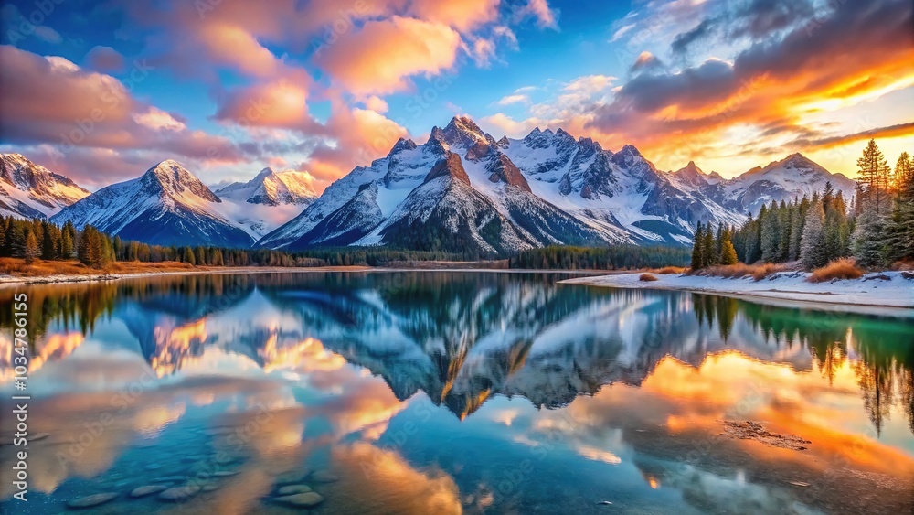 Serene Snowy Mountain Reflection Serene Snowy Mountain Reflection