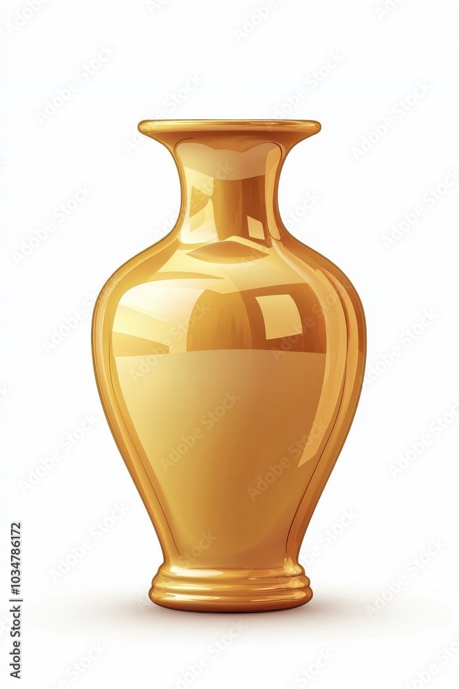 Flat style golden vase illustration, isolated on white background. Flat style golden vase illustration, isolated on white background.