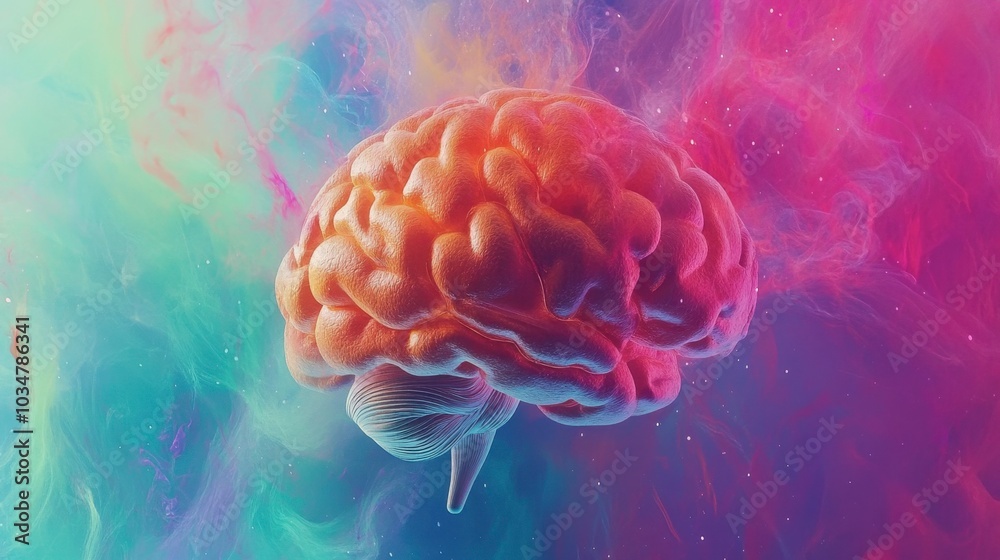 Fototapeta premium Vibrant Abstract Brain with Colorful Background