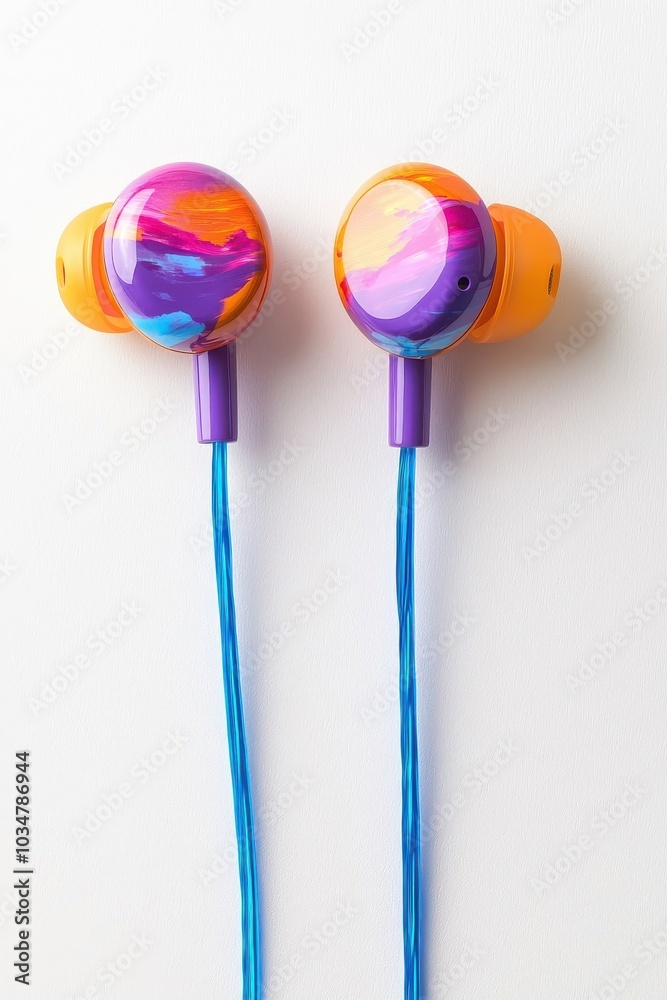 Abstract colorful style earphones, isolated on a white background. Abstract colorful style earphones, isolated on a white background.