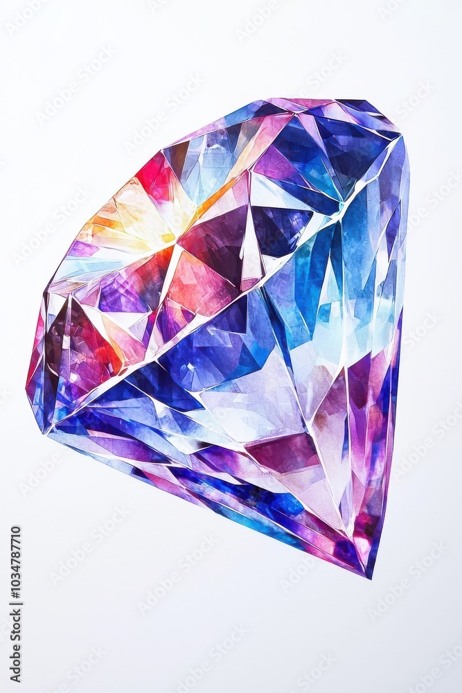 Low polygon style diamond, isolated on a white background. Low polygon style diamond, isolated on a white background.