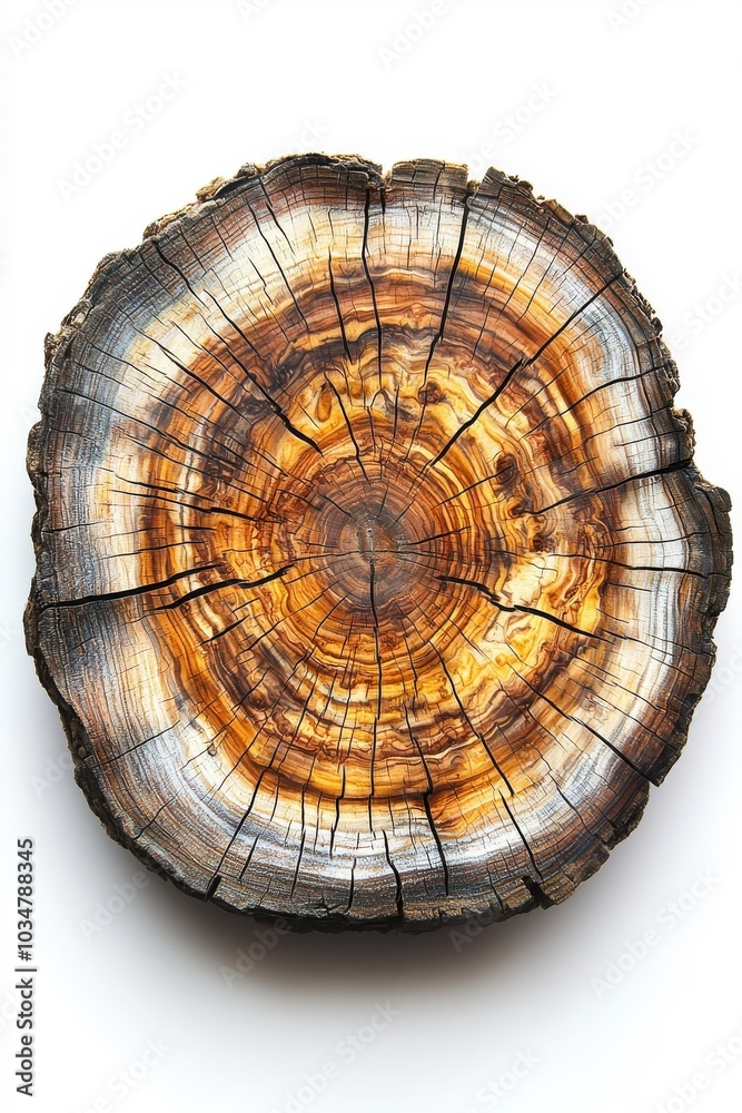 Obraz premium Abstract style wooden plate, isolated on a white background.