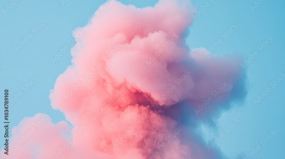Naklejka premium Soft Pink Cloud Against a Blue Sky