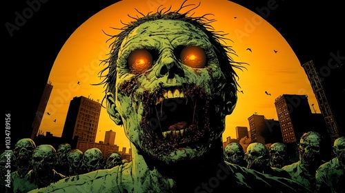 Weathered Survivors Fending Off Relentless Undead Onslaught in Desolate Post-Apocalyptic Cityscape
