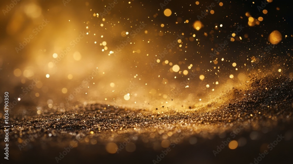 Obraz premium Golden Dust Particle Sparkle in Soft Light