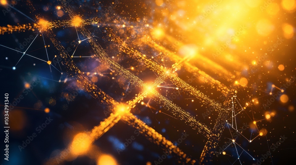 Abstract Digital Network with Glowing Particles Abstract Digital Network with Glowing Particles