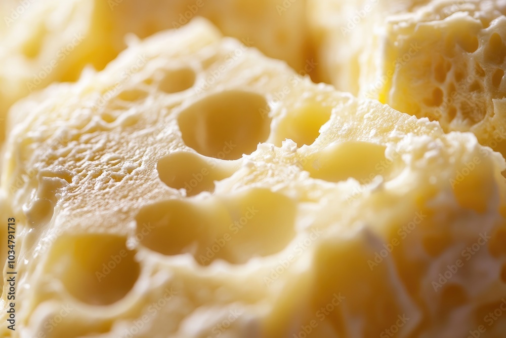Close-up of Emmental Cheese with Large Holes Close-up of Emmental Cheese with Large Holes