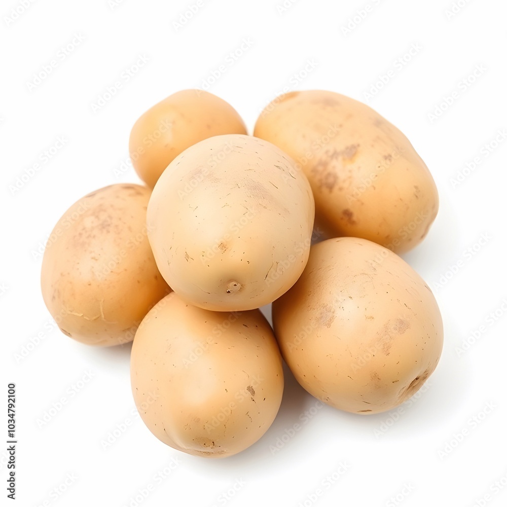 A bunch of potatoes on white background A bunch of potatoes on white background