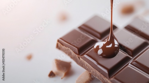 Wallpaper Mural broken chocolate bar piece melting on blur background Torontodigital.ca