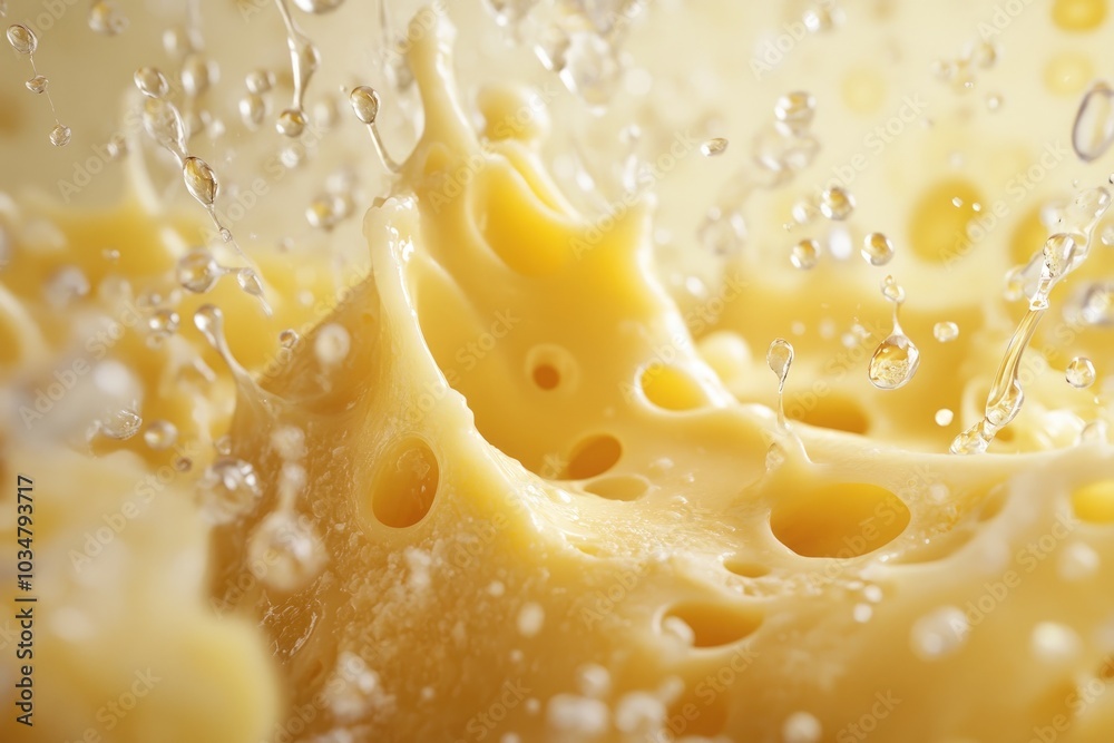 Water Droplets Splashing on a Piece of Swiss Cheese Water Droplets Splashing on a Piece of Swiss Cheese