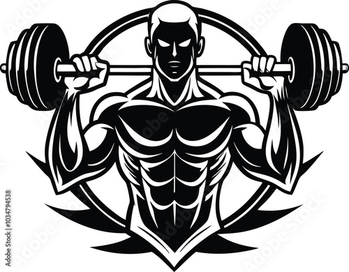 weight lifting muscle man or bodybuilder weightlifting weights in silhouette on white background