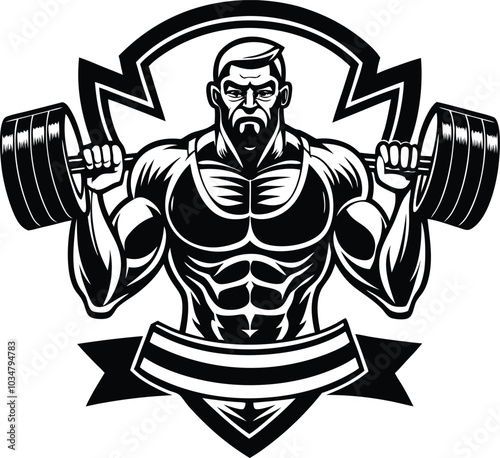 weight lifting muscle man or bodybuilder weightlifting weights in silhouette on white background