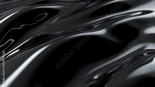 A glossy, mirror-like black expanse with subtle