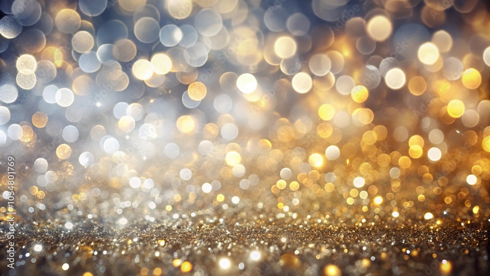 Abstract background of silver with a touch of gold bokeh lights Abstract background of silver with a touch of gold bokeh lights