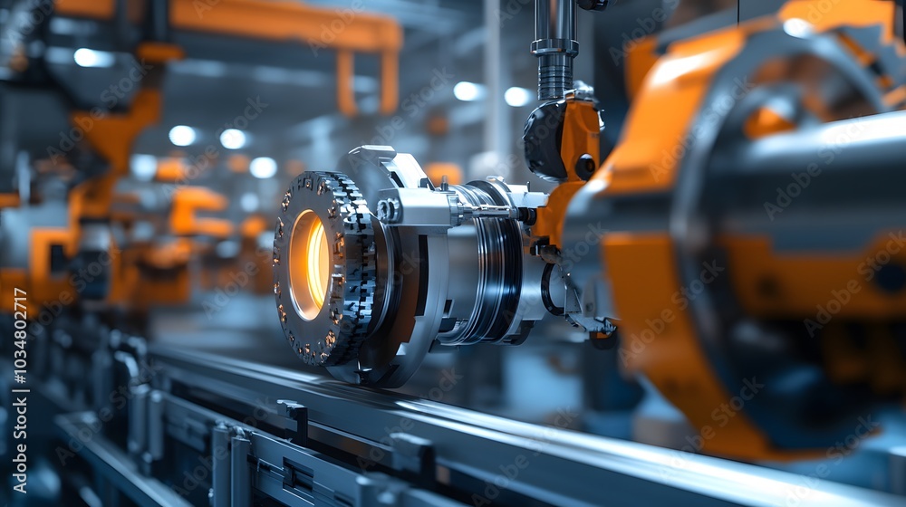 Fototapeta premium Electric wheel grinding on steel structure in factory. 