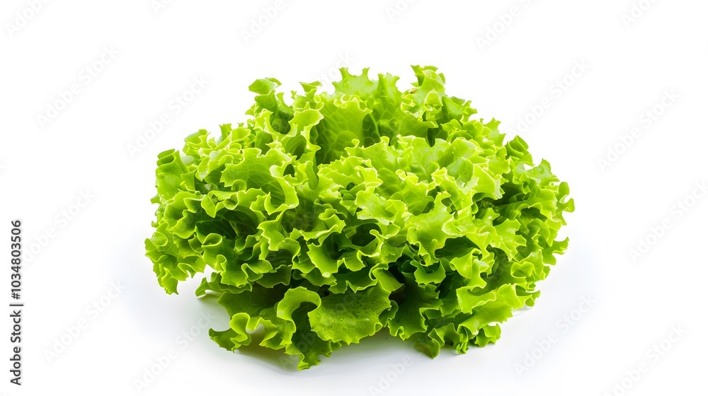 Lettuce on a white background, realistic photographic style, high-resolution digital photography Lettuce on a white background, realistic photographic style, high-resolution digital photography