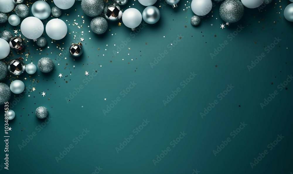 New Year Celebration with Luxurious Decorations and Balloons, Featuring an Elegant Space for Text New Year Celebration with Luxurious Decorations and Balloons, Featuring an Elegant Space for Text
