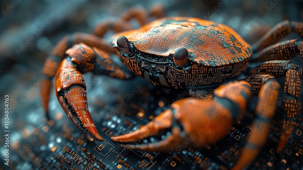 rust programming language concept featuring crab silhouette composed of ...