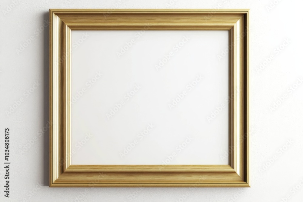 3D rendering wooden picture frame hanging white wall Light 3D rendering wooden picture frame hanging white wall Light