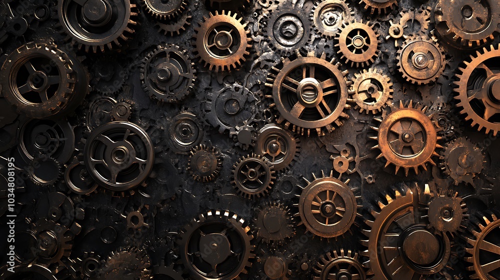 Intricate Gearwork: A Symphony of Bronze and Black Intricate Gearwork: A Symphony of Bronze and Black