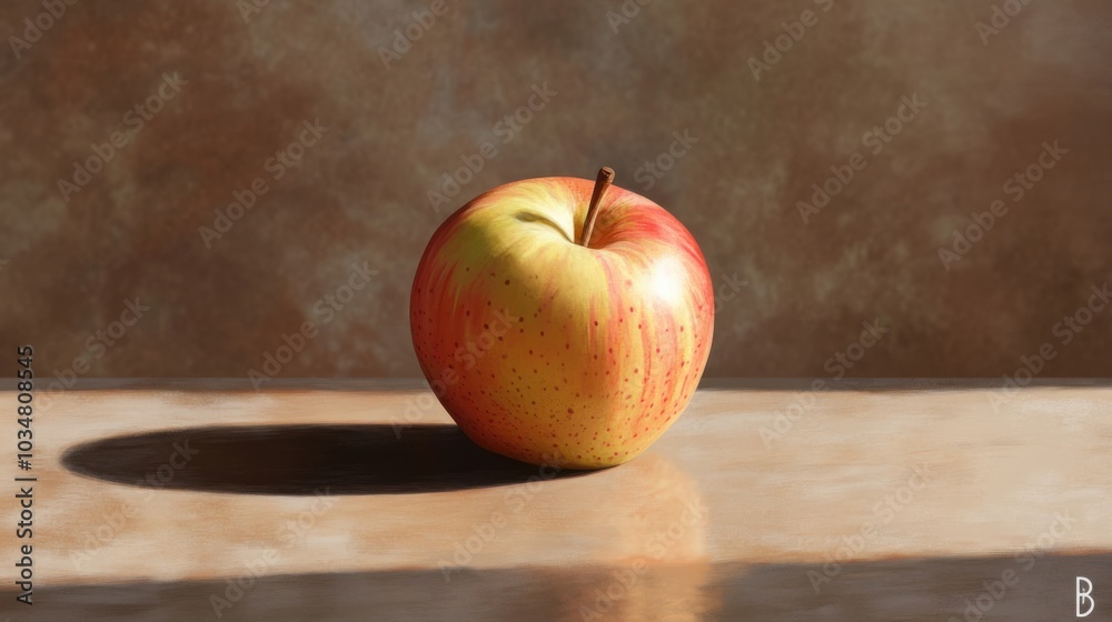 Realistic Vector Apple with Detailed Shadows and Texture Realistic Vector Apple with Detailed Shadows and Texture