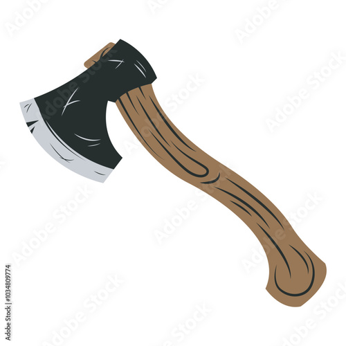 vector of an ax with a wooden handle