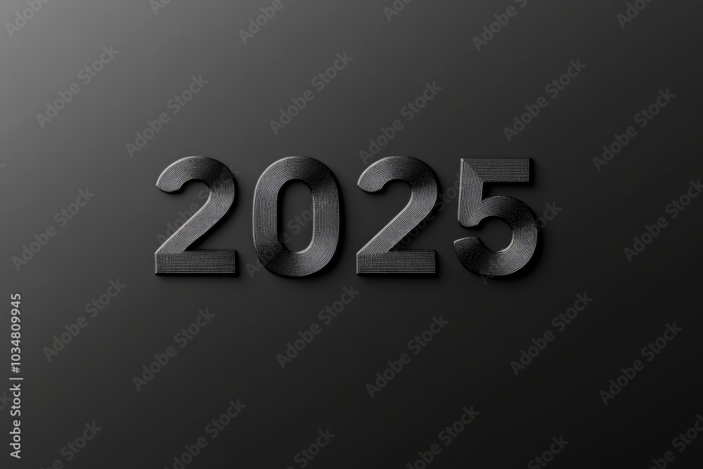 Black and White 3D Text Depicting the Year 2025 Black and White 3D Text Depicting the Year 2025