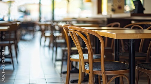 Wooden Chairs and Table in a Cafe Interior photo