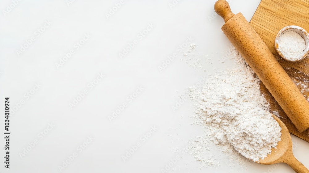 Delightful Baking Essentials on a Plain Background Delightful Baking Essentials on a Plain Background