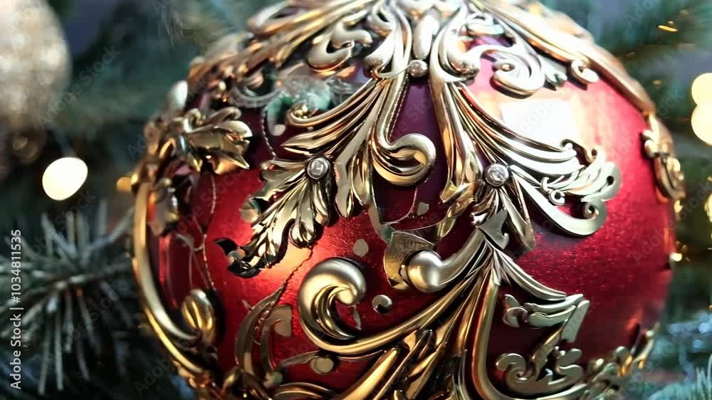 Close-up of a Christmas ornament with intricate details, Video Close-up of a Christmas ornament with intricate details, Video