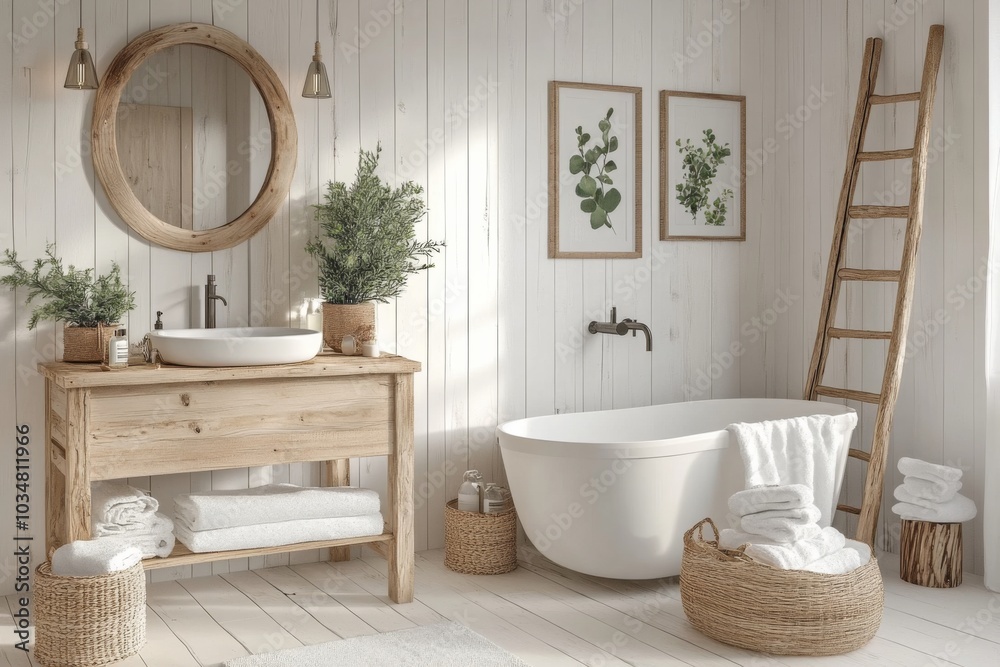 Modern bathroom white color scheme walls are covered farmhouse style Modern bathroom white color scheme walls are covered farmhouse style