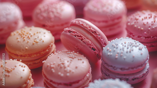 Closeup of colorful macarons