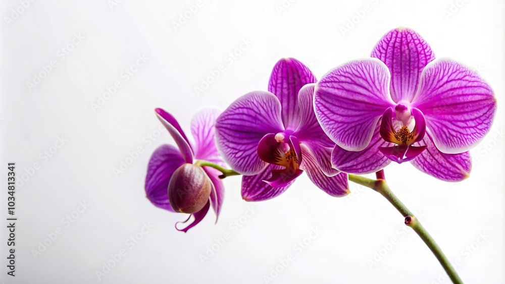 Delicate purple orchid on white background