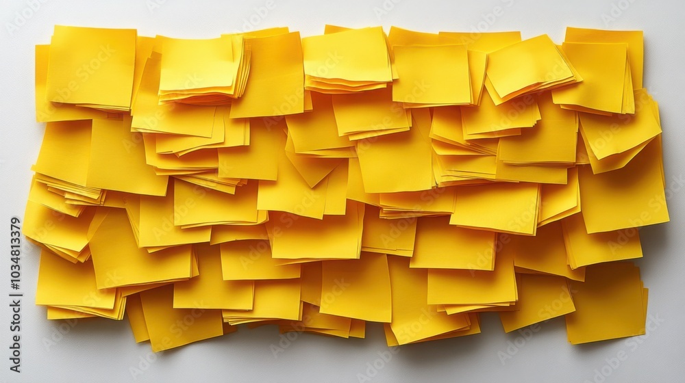 A Collection of Yellow Paper Pieces Arranged on a White Background Perfect for Crafting and Design Projects A Collection of Yellow Paper Pieces Arranged on a White Background Perfect for Crafting and Design Projects