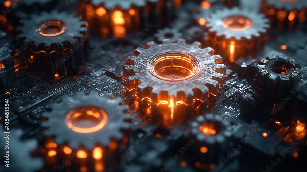 the rust programming language concept featuring dark rusty interlocking gears illuminated by vibrant orange light accents symbolizing efficiency and innovation.stock image the rust programming language concept featuring dark rusty interlocking gears illuminated by vibrant orange light accents symbolizing efficiency and innovation.stock image