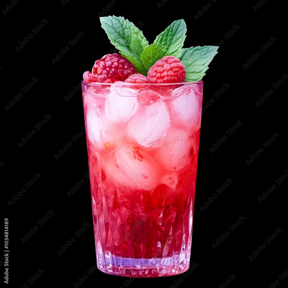 Tall glass filled red-colored drink appears to red mixed