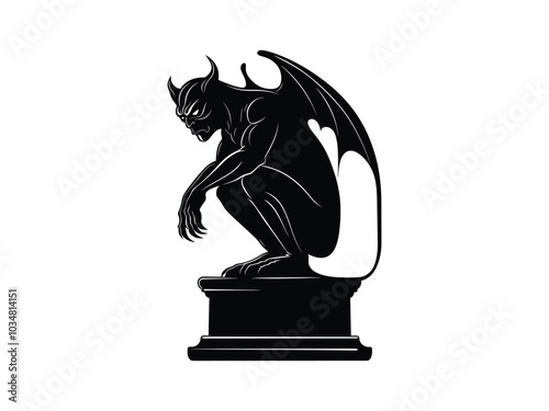 Gargoyle Silhouette – Creepy Gothic Figures for Halloween Design Projects