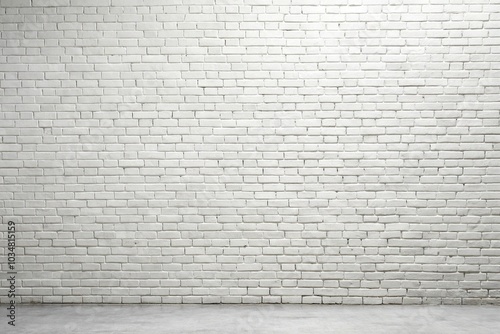 Empty white wall with white brick background in long shot