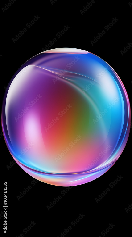 The bubble displays a spectrum of colors, including shades of blue, purple, and pink, while reflecting light beautifully against a black backdrop, inspiring creativity The bubble displays a spectrum of colors, including shades of blue, purple, and pink, while reflecting light beautifully against a black backdrop, inspiring creativity