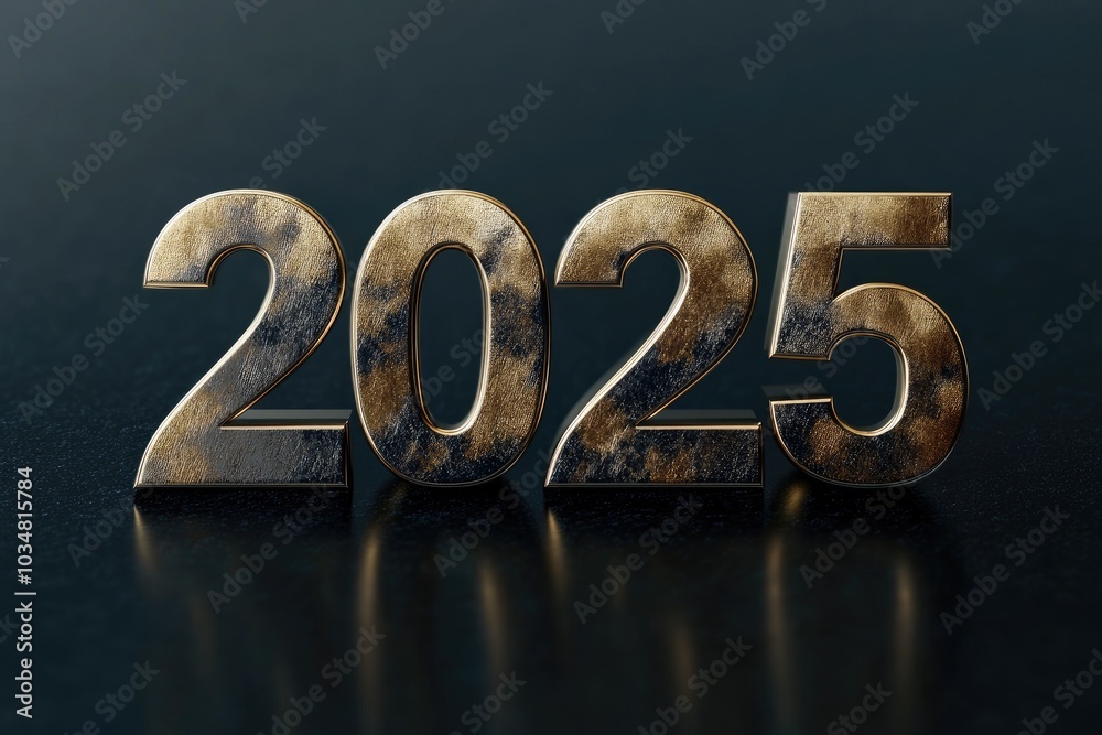 2025 Year Embossed in Gold with a Black Background 2025 Year Embossed in Gold with a Black Background