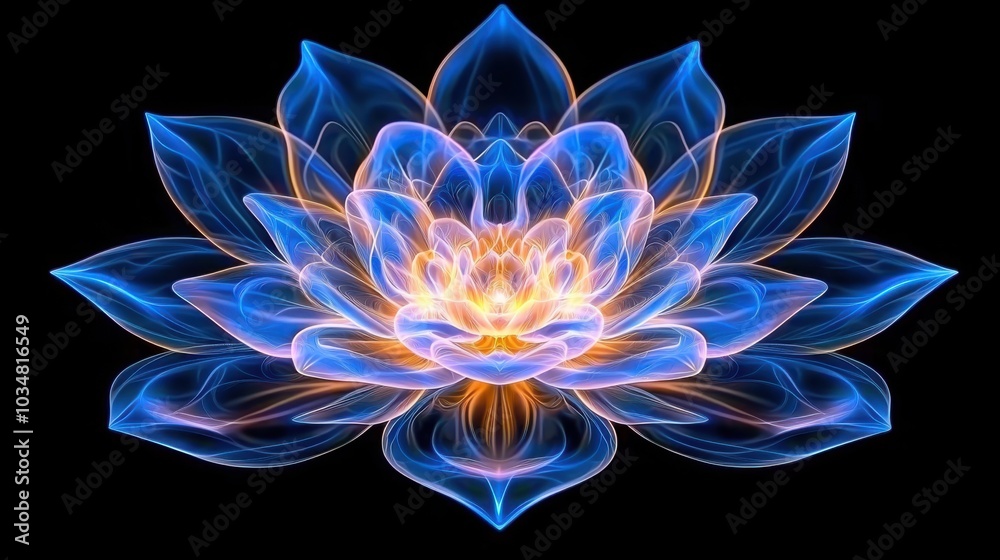 Fototapeta premium Mesmerizing Blue and Orange Floral Artwork