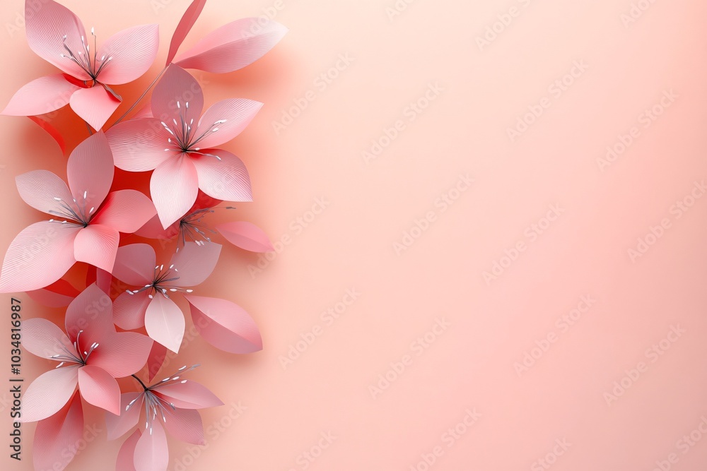 Delicate Pink Paper Flowers on a Soft Background Delicate Pink Paper Flowers on a Soft Background