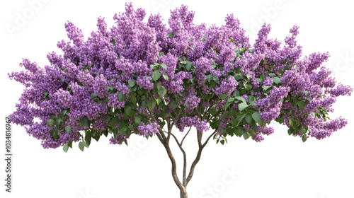 Lilac branch with beautiful purple flowers isolated on a white background, capturing the essence of spring and nature's beauty