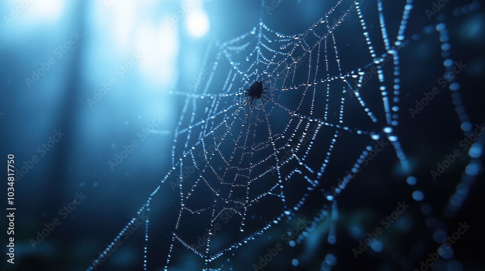 A haunting display of creepy spider webs framing a foggy background creates an eerie atmosphere perfect for Halloween-themed projects or horror stories. A haunting display of creepy spider webs framing a foggy background creates an eerie atmosphere perfect for Halloween-themed projects or horror stories.