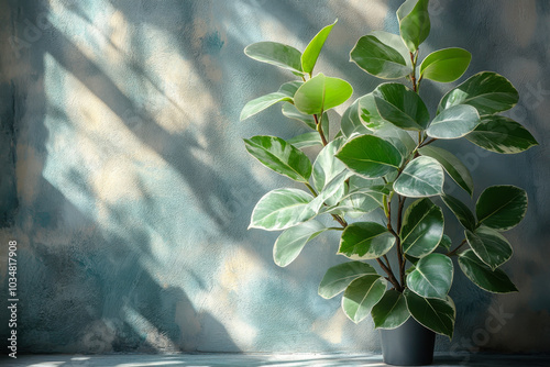 Ficus in a minimalist interior, close-up, fomantic mood photo