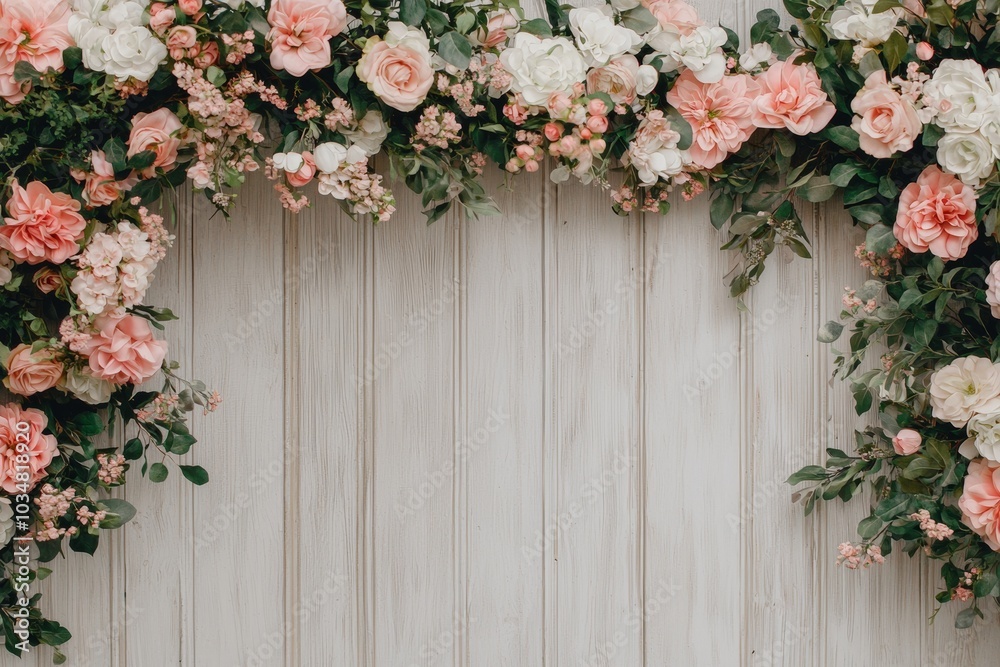 Naklejka premium Enchanting Time-Traveling Floral Arch: Vintage Blooms Through the Ages