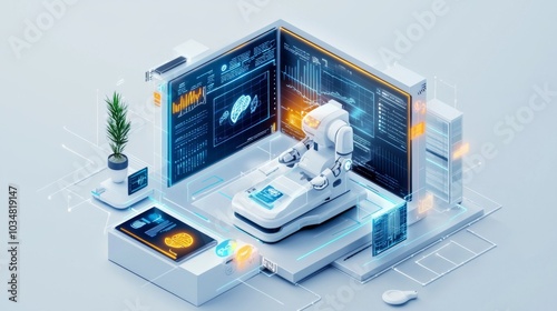 Wallpaper Mural AI-Driven Healthcare : A robotic nurse assisting a human doctor in patient diagnostics Torontodigital.ca