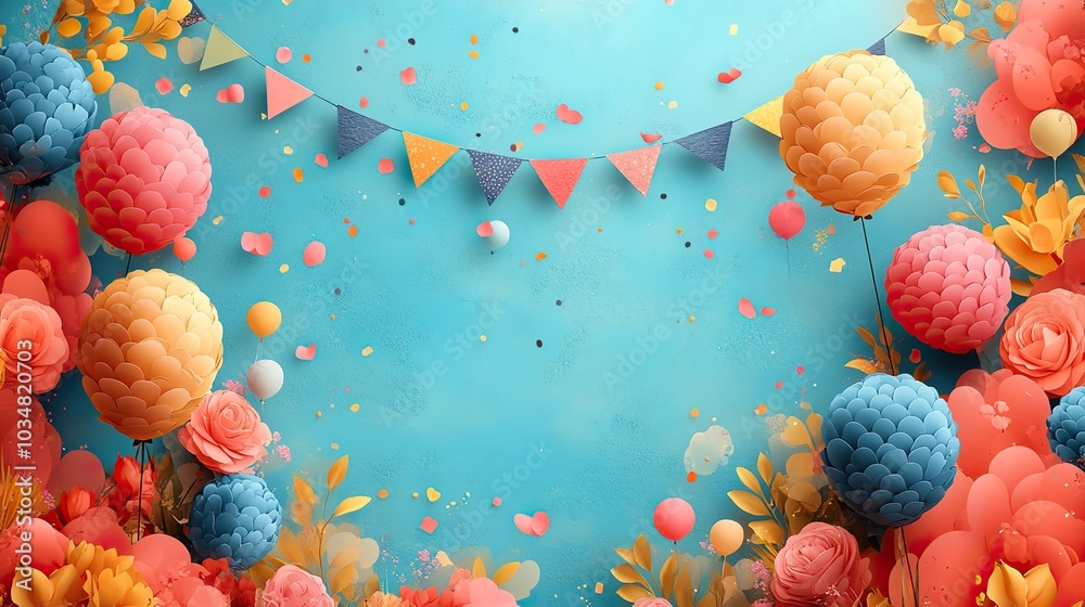 vibrant invitation banner for lively party featuring festive celebration mood with colorful decorations and ample blank copy space for personalized text perfect for any joyous occasion vibrant invitation banner for lively party featuring festive celebration mood with colorful decorations and ample blank copy space for personalized text perfect for any joyous occasion